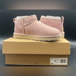 Size 10 Pink Classic Ultra Mini Ugg With Box